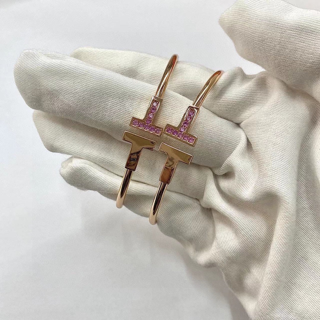 TIFFANY & CO. T PINK GOLD PINK DIAMOND BRACELET