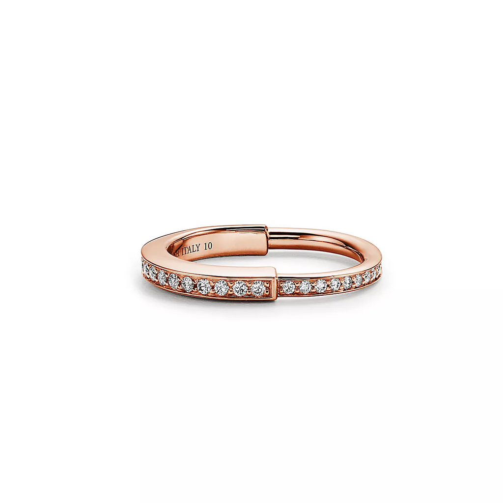 TIFFANY & CO. LOCK RING PINK GOLD DIAMOND PAVED