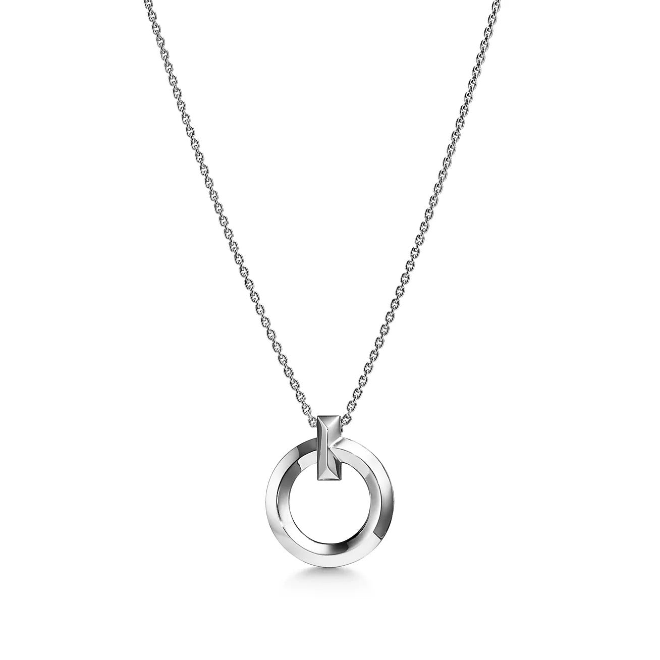 TIFFANY & CO. T CIRCLE PENDENT SILVER NECKLACE