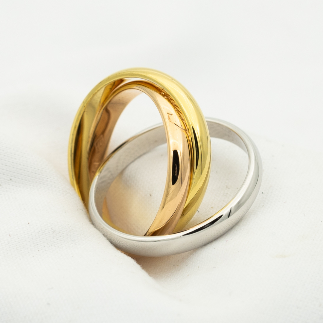 CARTIER TRINITY RING GOLD PINK GOLD SILVER