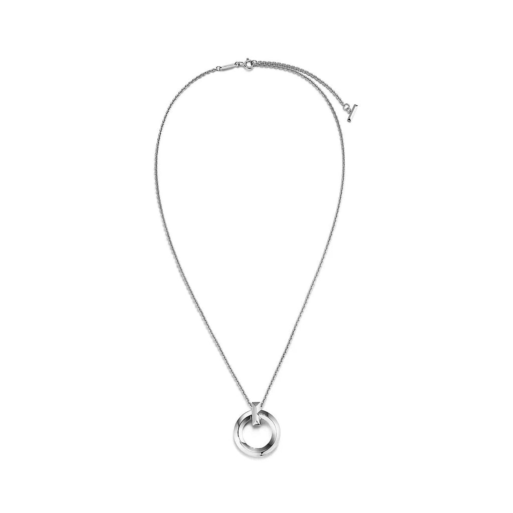 TIFFANY & CO. T CIRCLE PENDENT SILVER NECKLACE