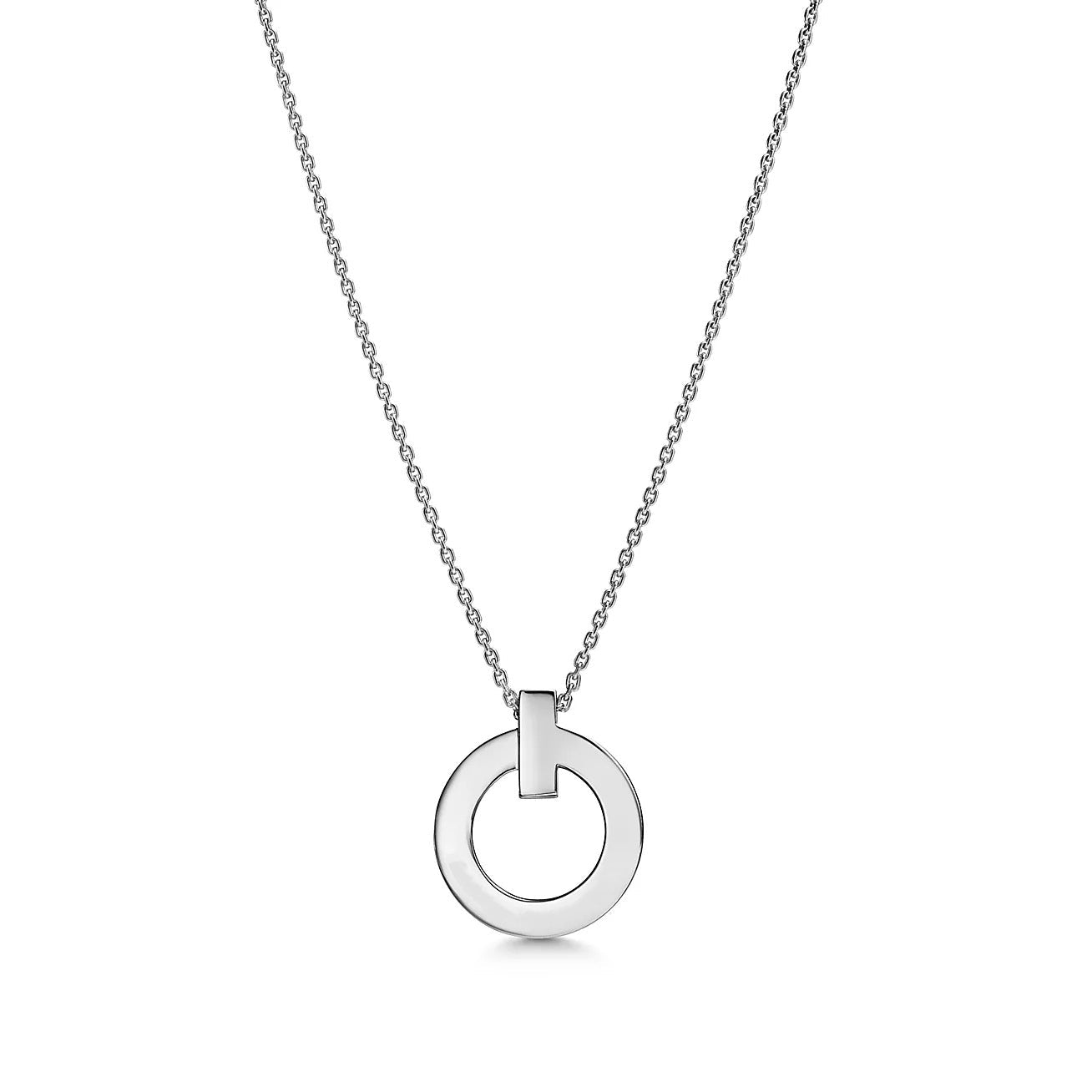 TIFFANY & CO. T CIRCLE PENDENT SILVER NECKLACE