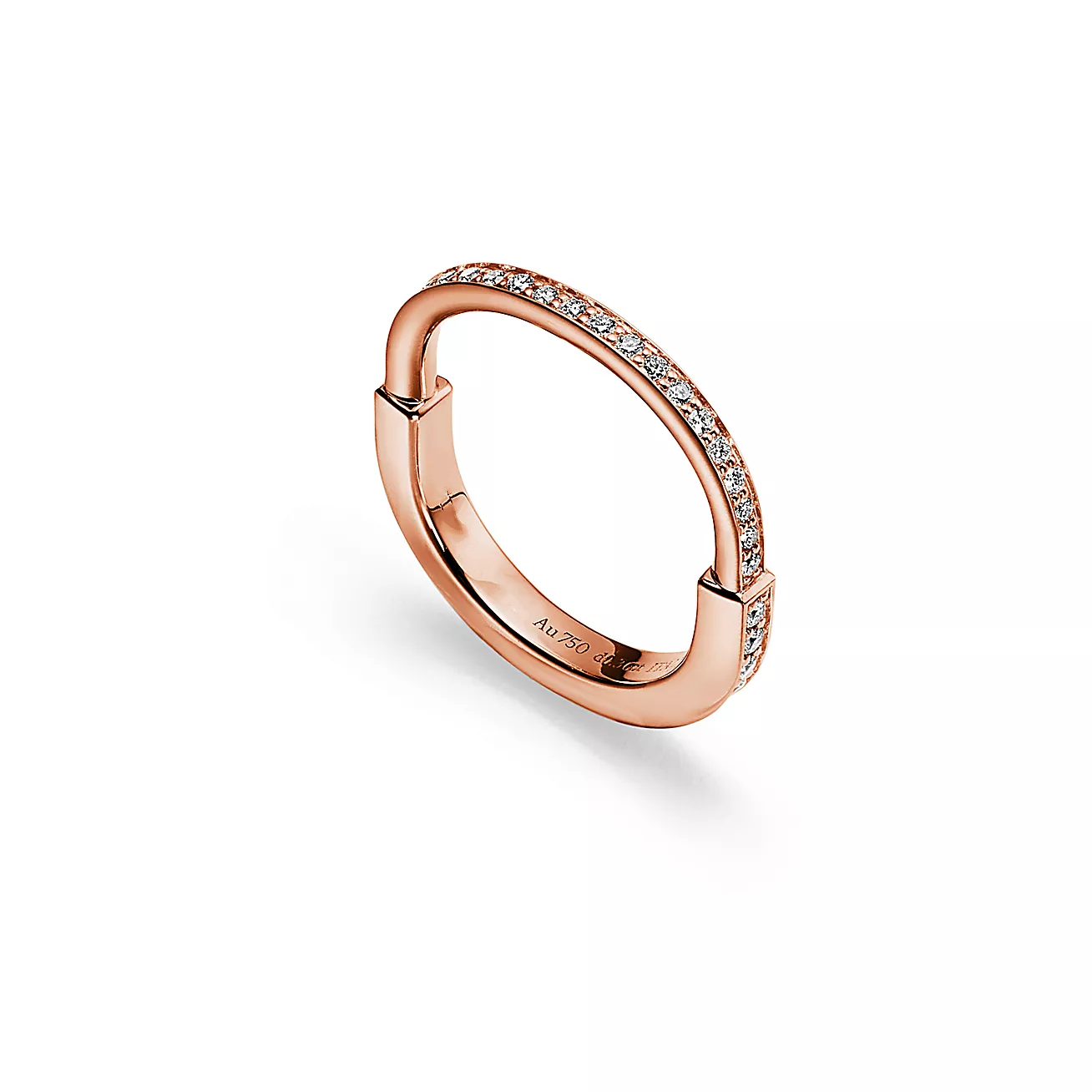 TIFFANY & CO. LOCK RING PINK GOLD DIAMOND PAVED