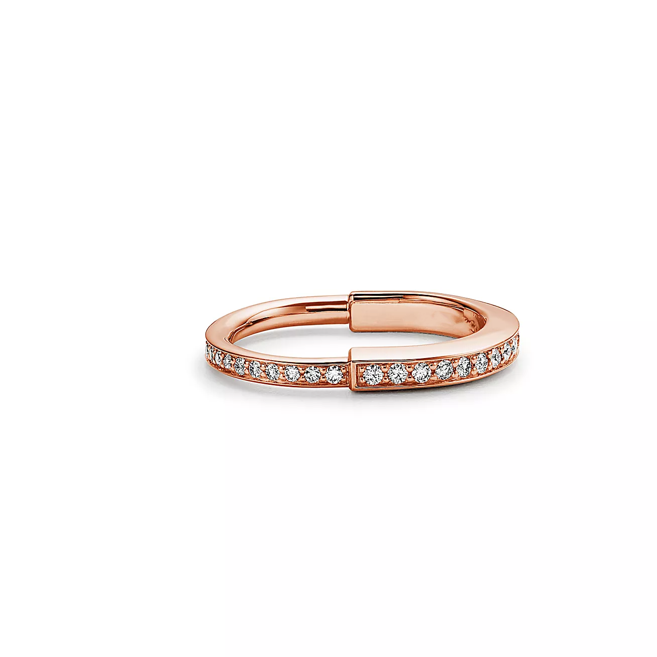 TIFFANY & CO. LOCK RING PINK GOLD DIAMOND PAVED