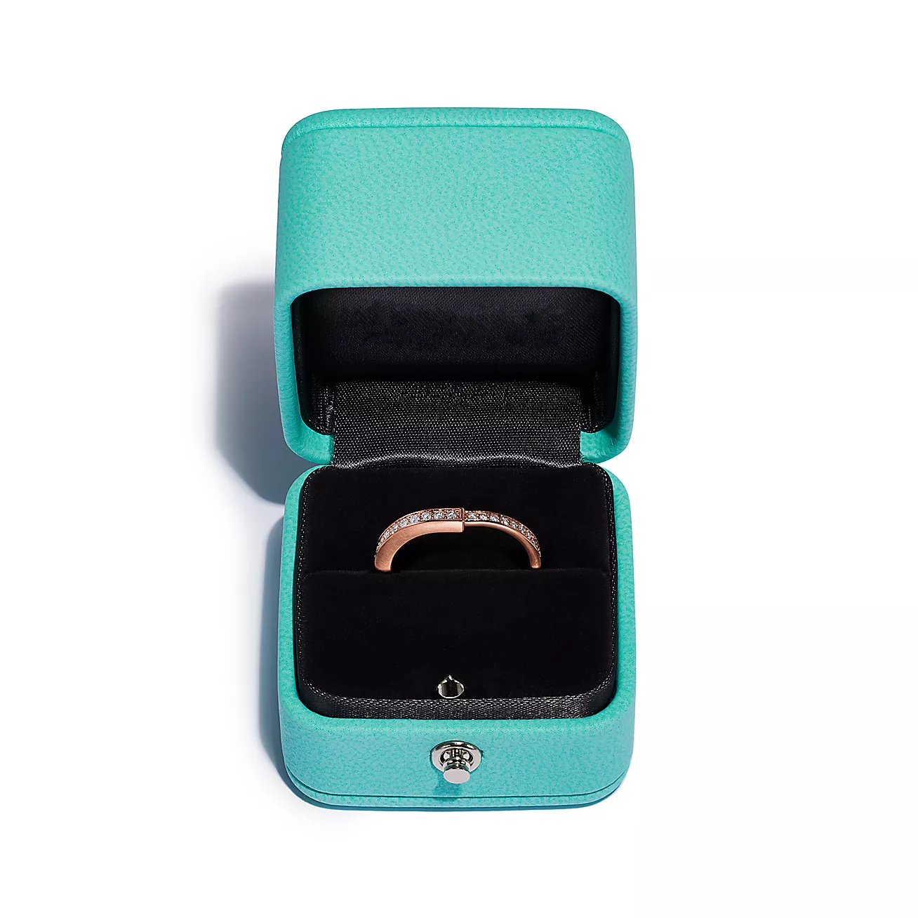 TIFFANY & CO. LOCK RING PINK GOLD DIAMOND PAVED