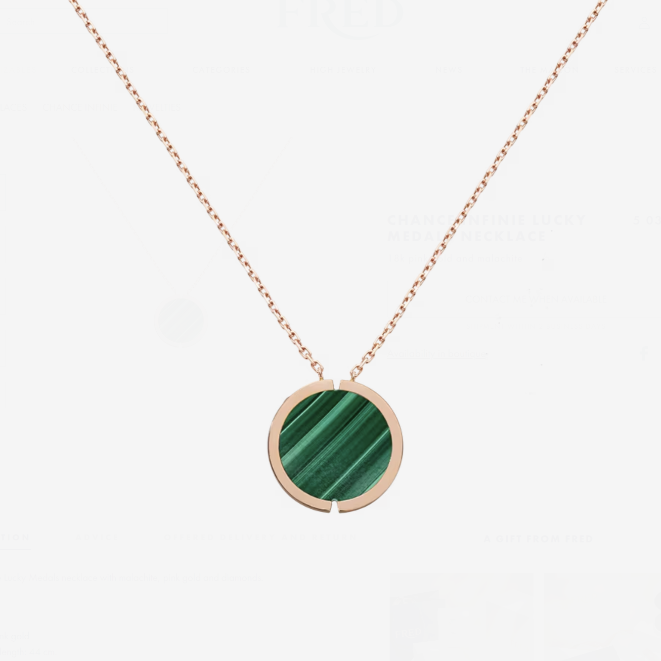 FRED CHANCE INFINIE LUCKY MEDALS PINK GOLD NECKLACE
