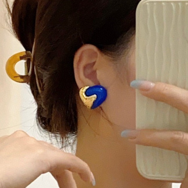 FENDI F HEART GOLD BLUE EARRINGS