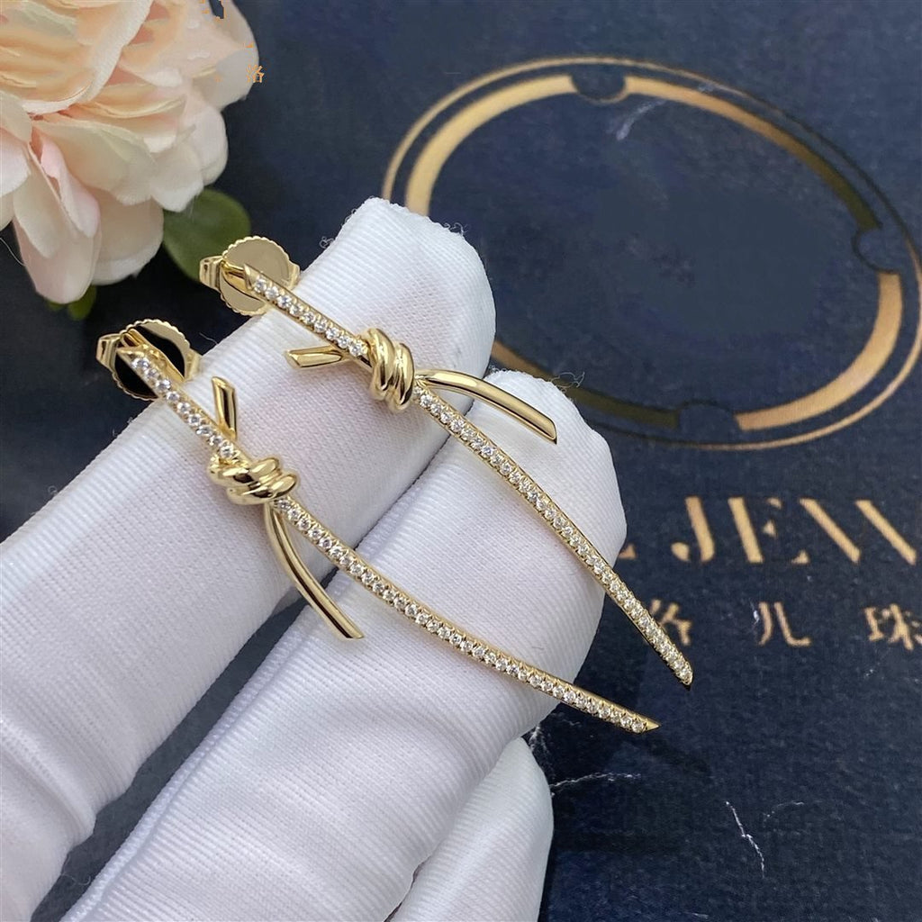 TIFFANY & CO. KNOT DROP EARRINGS IN YELLOW GOLD WITH DIAMONDS