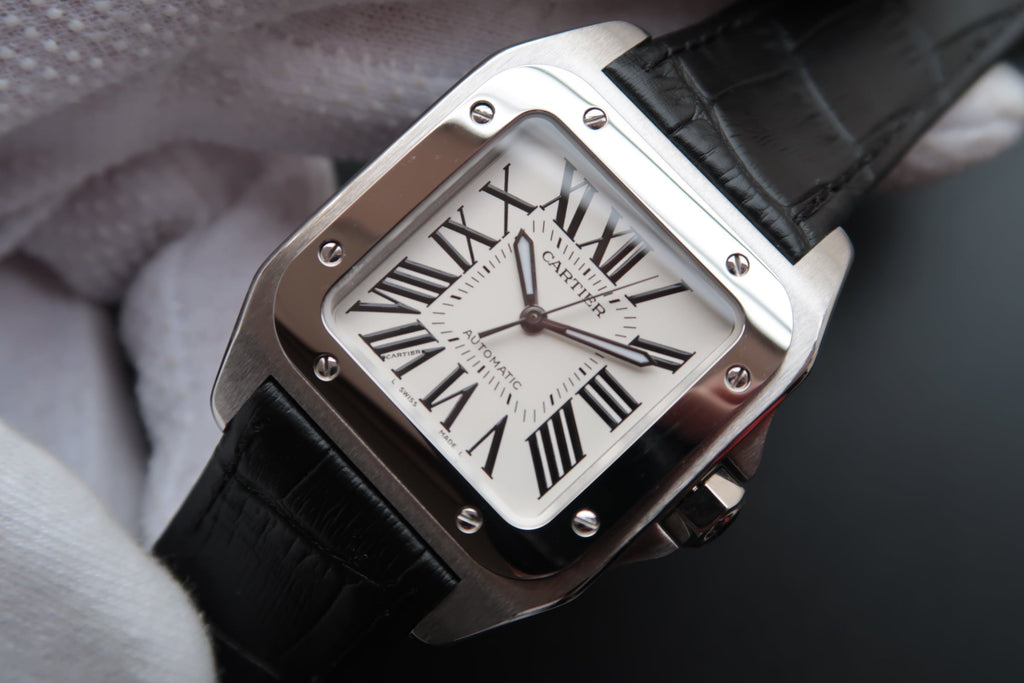 CARTIER SANTOS 100 39MM STEEL CASE WHITE DIAL