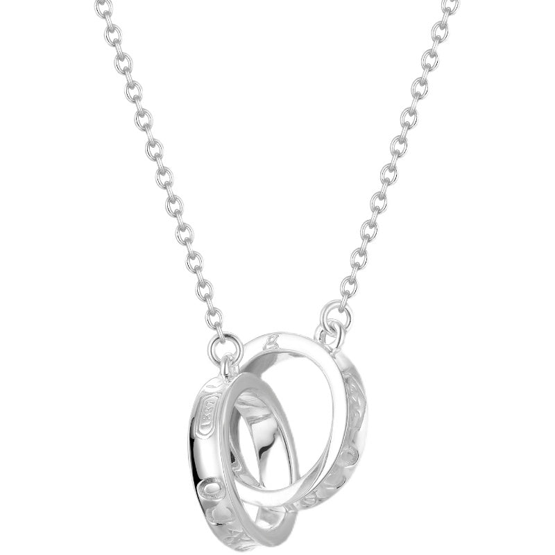 TIFFANY & CO. NECKLACE FEMALE DOUBLE RING DOUBLE CIRCLE COUPLE PENDANT