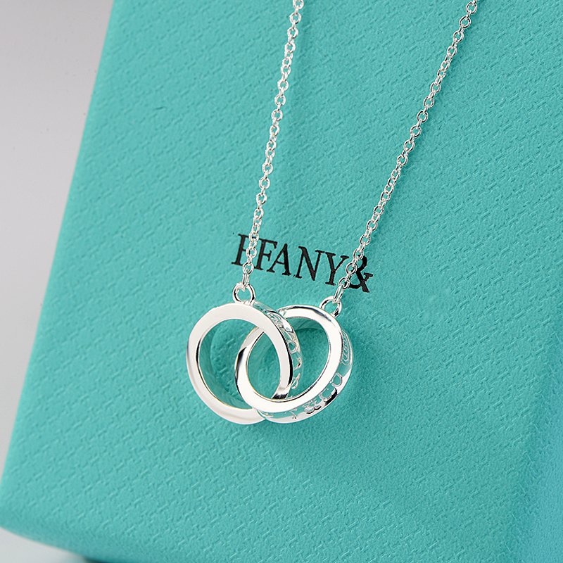 TIFFANY & CO. NECKLACE FEMALE DOUBLE RING DOUBLE CIRCLE COUPLE PENDANT