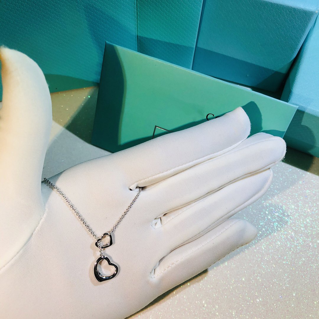 TIFFANY & CO. OPEN HEART LARIAT NECKLACE SILVER