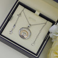 CHOPARD HAPPY HEART NECKLACE TRIPLE RING  SILVER 1 DIAMOND