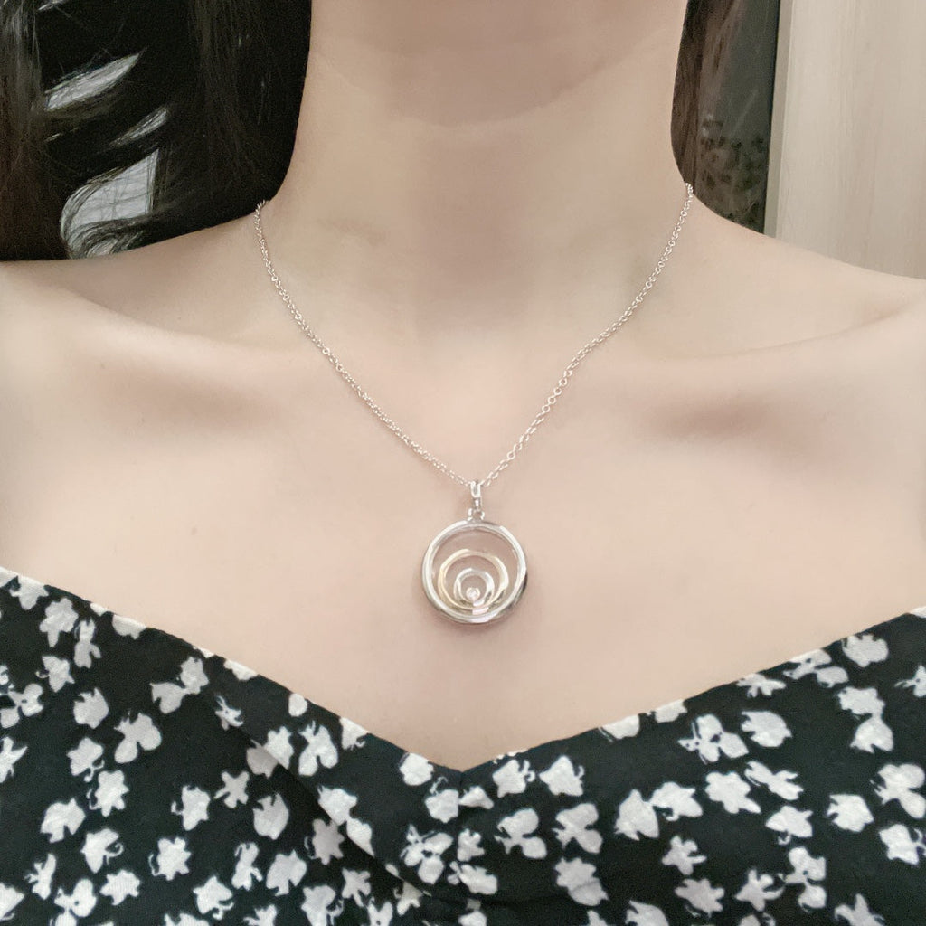 CHOPARD HAPPY HEART NECKLACE TRIPLE RING  SILVER 1 DIAMOND