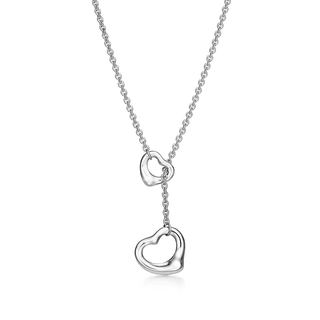 TIFFANY & CO. OPEN HEART LARIAT NECKLACE SILVER