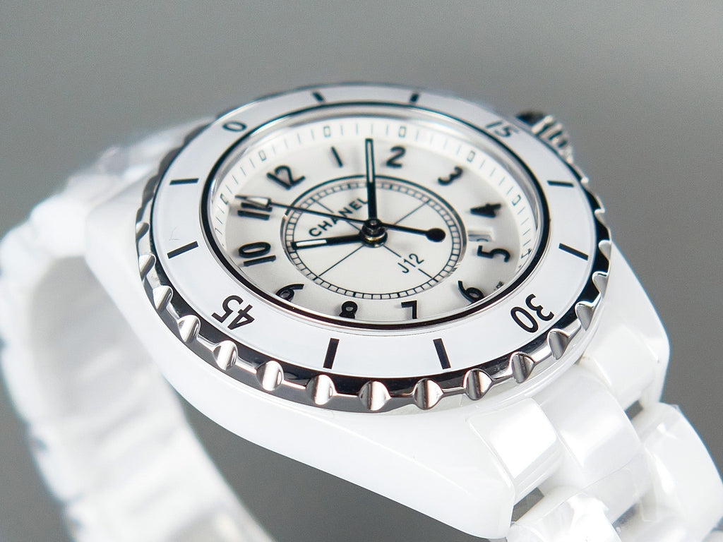CHANEL J12 Date Quartz White Ceramic Black Numerals White Dial