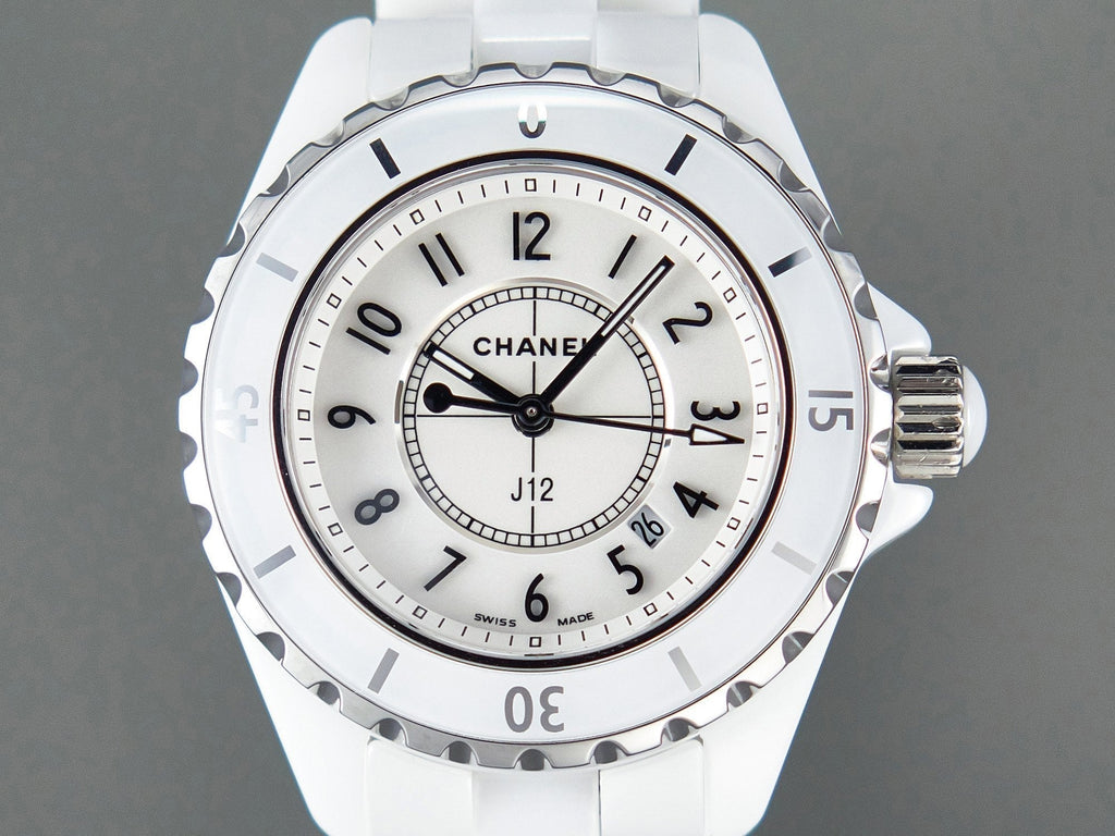 CHANEL J12 Date Quartz White Ceramic Black Numerals White Dial