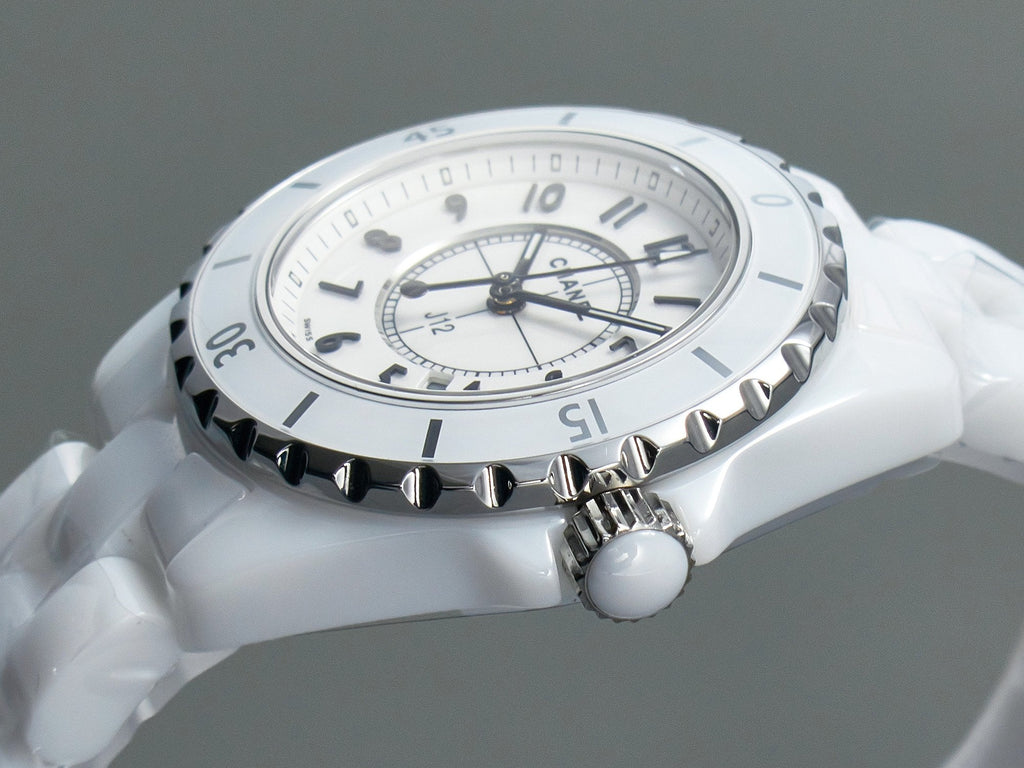 CHANEL J12 Date Quartz White Ceramic Black Numerals White Dial