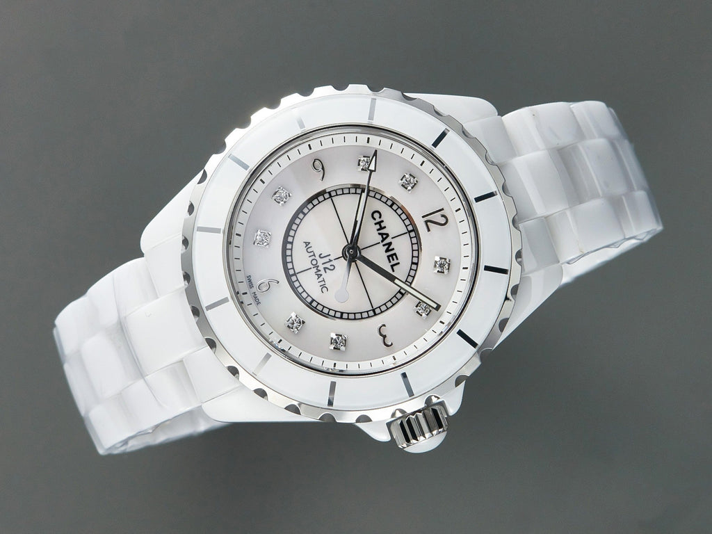 CHANEL J12 Automatic White Ceramic Black Diamond Numerals Mop Dial