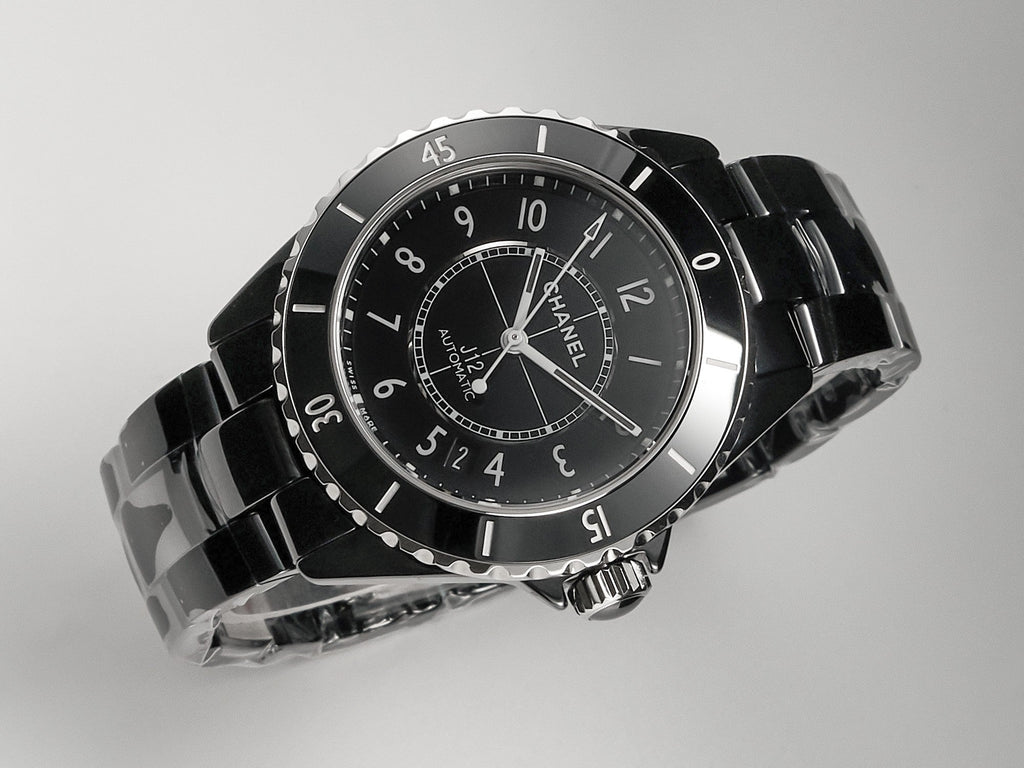 CHANEL J12 Date Automatic Black Ceramic White Numerals Black Dial Black Steel Hands