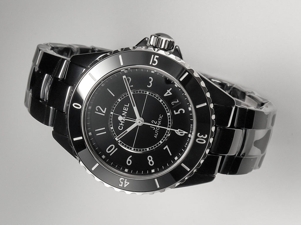 CHANEL J12 Date Automatic Black Ceramic White Numerals Black Dial Black Steel Hands