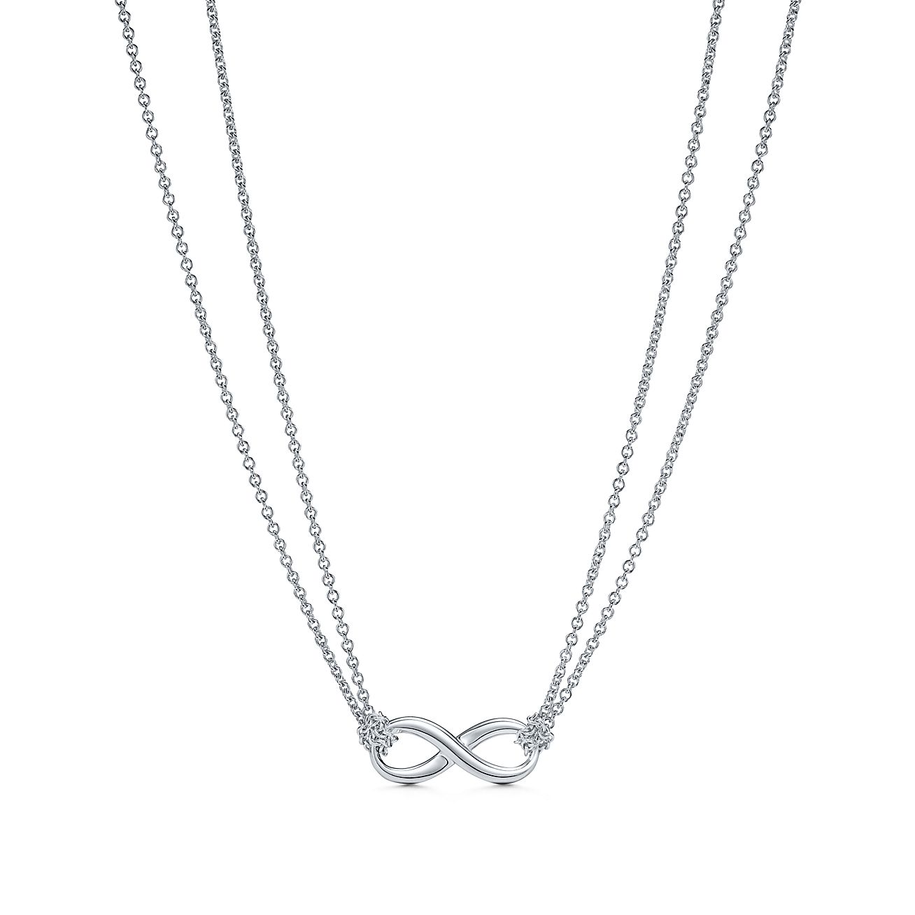 TIFFANY & CO. SILVER INFINITY DOUBLE CHAIN NECKLACE