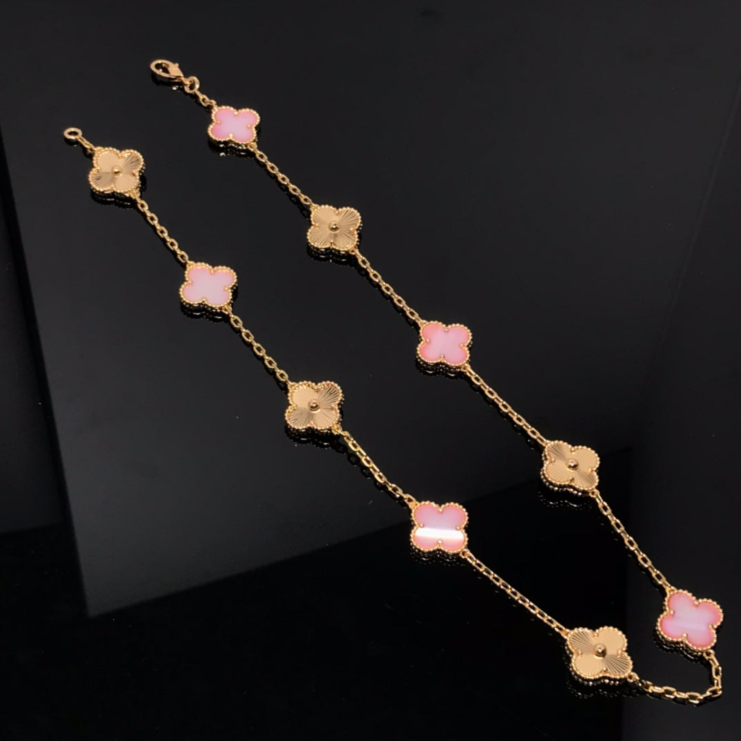 Van Cleef & Arpels VINTAGE PINK AND PINK GOLD NECKLACE 10 MOTIFS