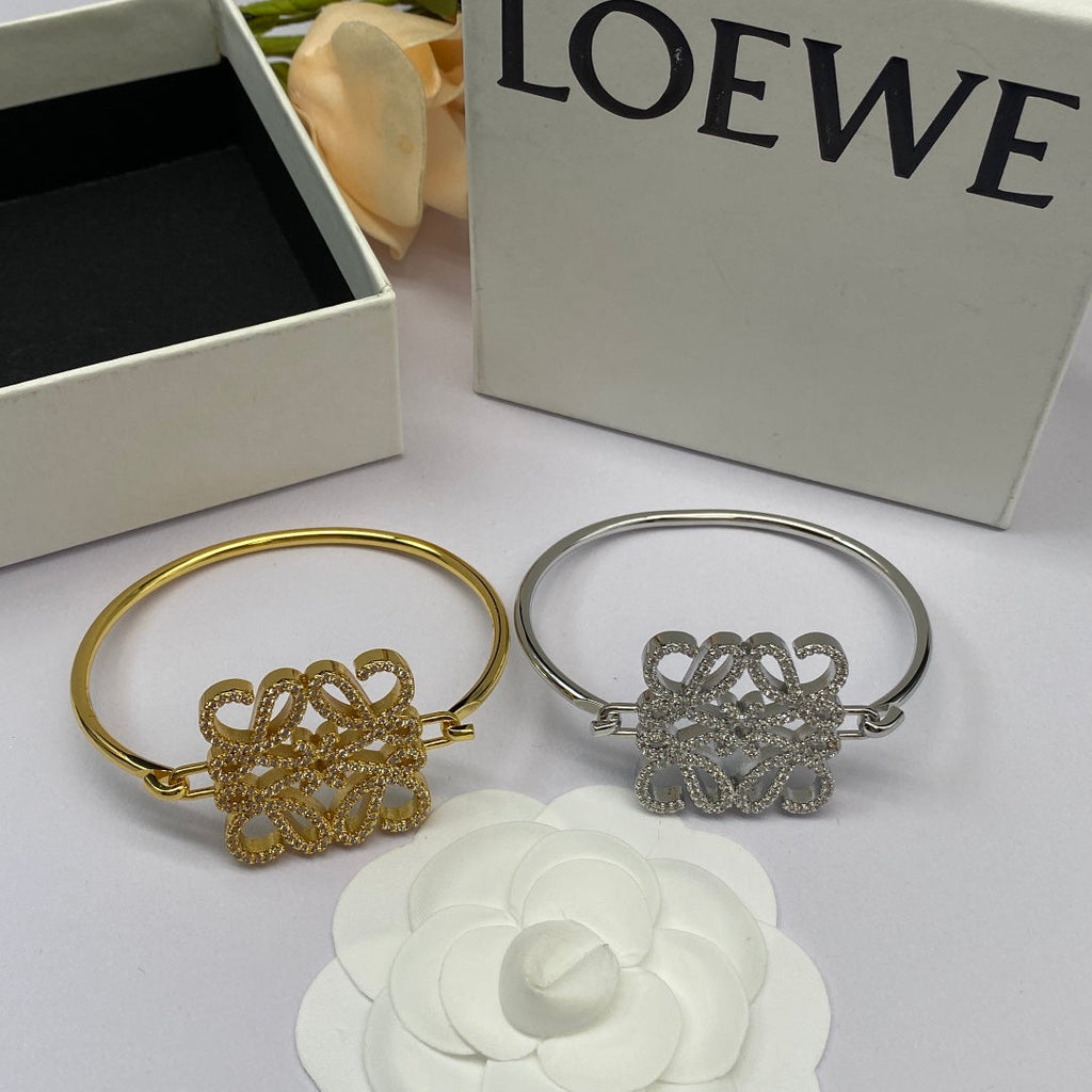 LOEWE ANAGRAM PAVED OPEN BRACELET