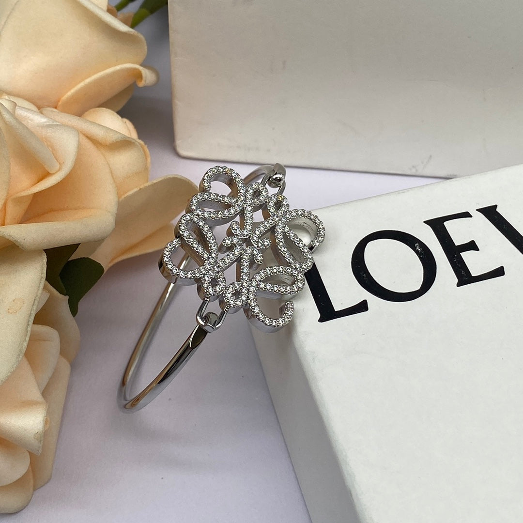 LOEWE ANAGRAM PAVED OPEN BRACELET