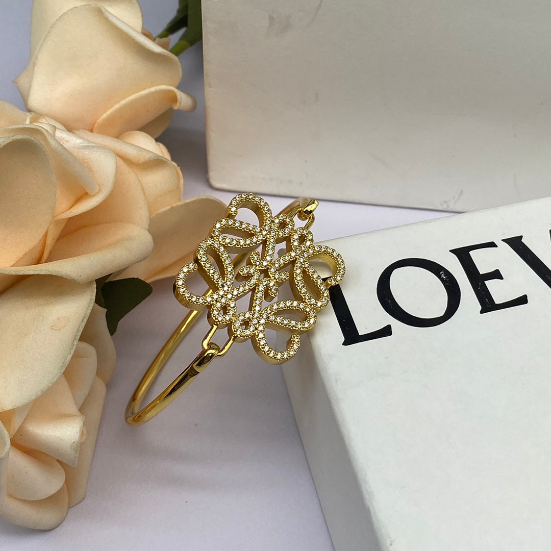 LOEWE ANAGRAM PAVED OPEN BRACELET