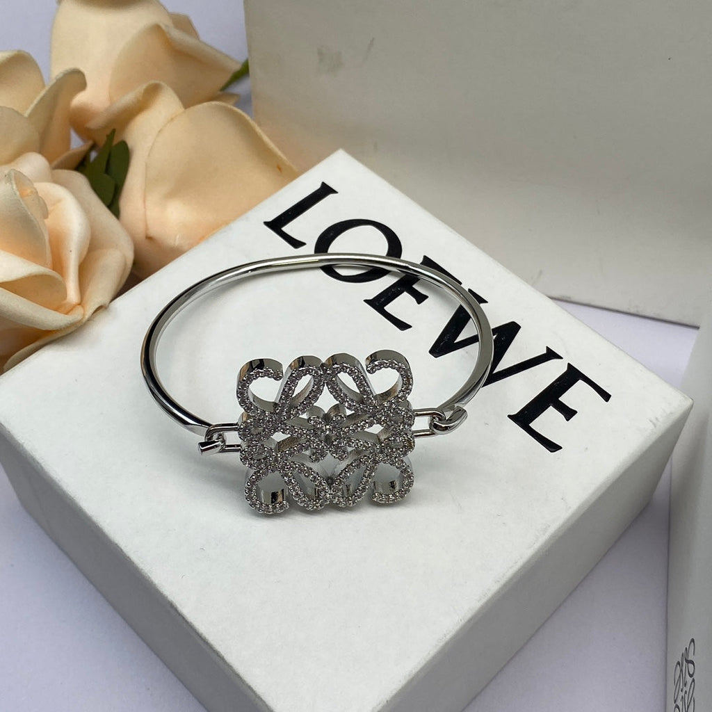 LOEWE ANAGRAM PAVED OPEN BRACELET