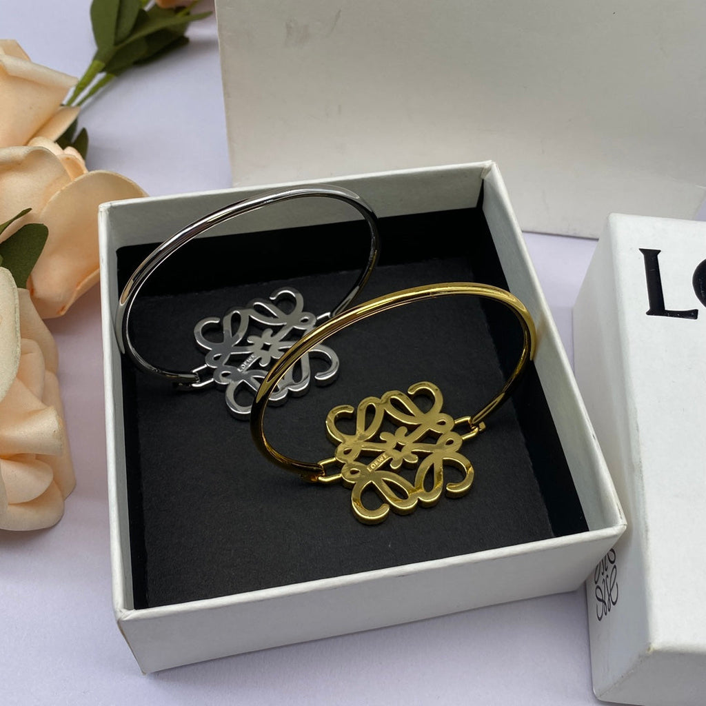LOEWE ANAGRAM PAVED OPEN BRACELET
